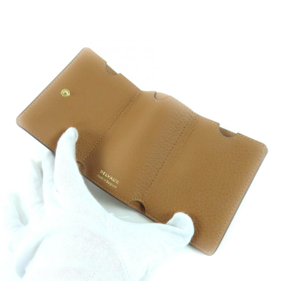 極美品★DELVAUX デルヴォー AB0561A0Y Presse Trifold Wallet レザー コンパクトウォレット 三つ折り財布 ブラウン レディース 極美品☆DELVAUX デルヴォー AB0561A0Y Presse Trifold Wallet レザー