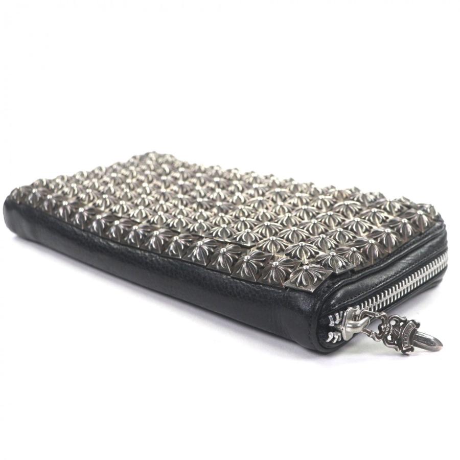 極美品▼CHROME HEARTS クロムハーツ レザー 925 REC F ZIP フルゼロピラミッドスタッズ ラウンドファスナー 長財布 ブラック シルバー 総重量840g メンズ 極美品▽CHROME HEARTS クロムハーツ レザー 925 REC F ZIP フルゼロ