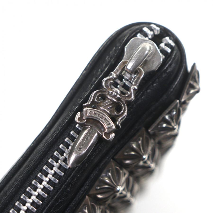 極美品▼CHROME HEARTS クロムハーツ レザー 925 REC F ZIP フルゼロピラミッドスタッズ ラウンドファスナー 長財布 ブラック シルバー 総重量840g メンズ 極美品▽CHROME HEARTS クロムハーツ レザー 925 REC F ZIP フルゼロ
