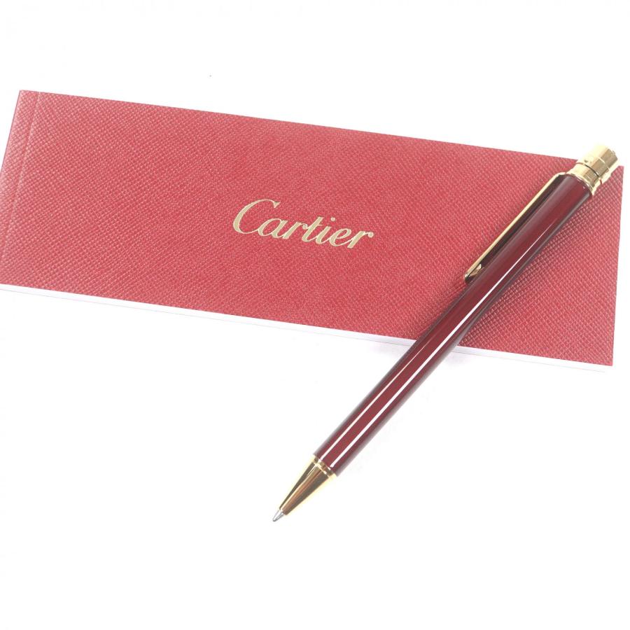 【美品】Cartier 　カルティエ　サントス ボールペン　ボルドー色 Cartier（カルティエ） 極美品□Cartier サントス ドゥ ツイスト式