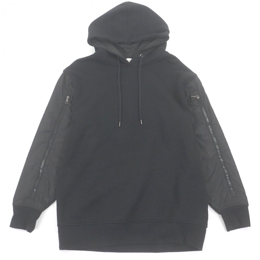 美品□MONCLER モンクレール MAGLIA GIROCOLLO バックデカロゴワッペン ナイロン切替 プルオーバーパーカー ブラック M 正規品 メンズ MONCLER（モンクレール） 美品□MONCLER MAGLIA GIROCOLLO バック