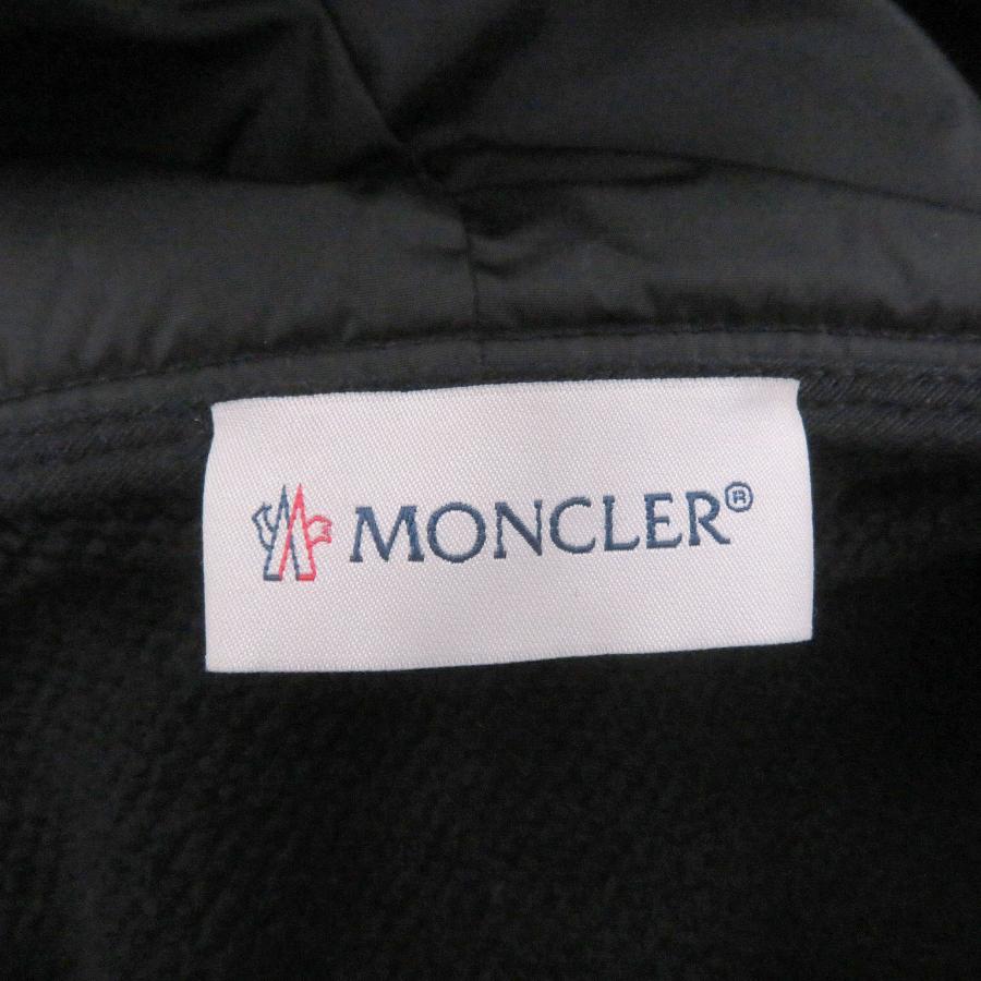 美品□MONCLER モンクレール MAGLIA GIROCOLLO バックデカロゴワッペン ナイロン切替 プルオーバーパーカー ブラック M 正規品 メンズ MONCLER（モンクレール） 美品□MONCLER MAGLIA GIROCOLLO バック