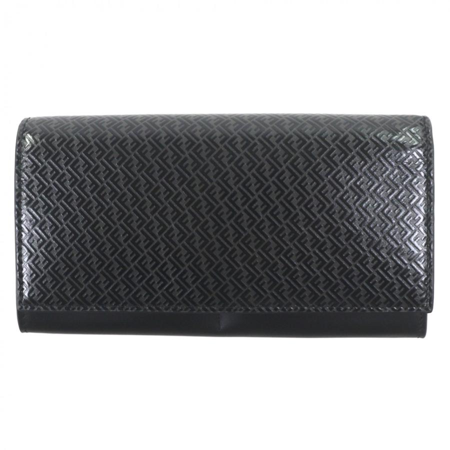 極美品▼FENDI フェンディ 7M0264 レザー マイクロズッカ ロングウォレット 二つ折り 長財布 ブラック 箱付き イタリア製 メンズ FENDI（フェンディ） 極美品▽FENDI 7M0264 レザー マイクロズッカ