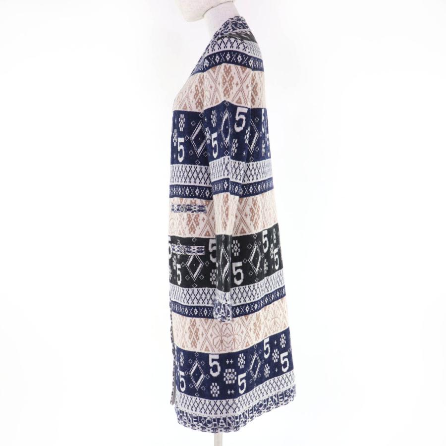 極美品☆CHANEL シャネル P65175K60935 カシミヤ100％ ココボタン ロゴ総柄 長袖ニット ロング カーディガン ニットコート マルチカラー 38 正規品 レディース CHANEL（シャネル） 極美品☆CHANEL P65175K60935 カシミヤ100％ ココ
