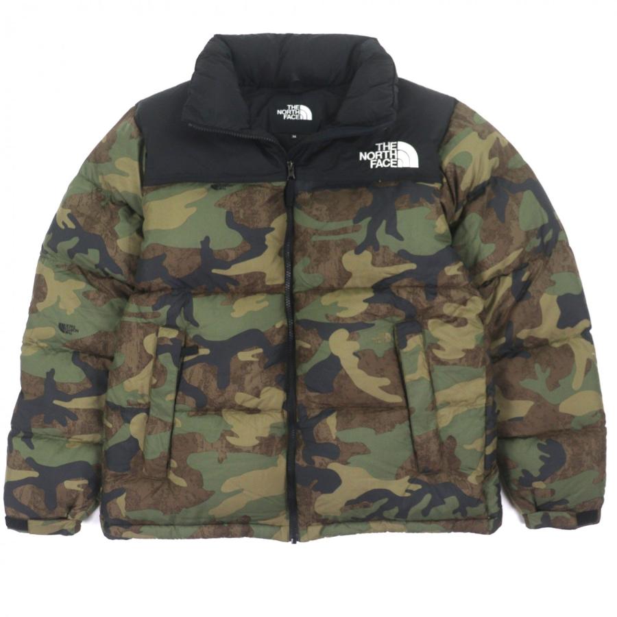極美品▼THE NORTH FACE ザ・ノースフェイス ND92336 Novelty Nuptse Jacket カモフラ柄 フード入り ロゴ刺繍 ポケッタブル仕様 ジップアップ ダウンジャケット カーキ ブラック M 正規品 メンズ THE NORTH FACE（ザ ノースフェイス） 極美品▽ザ・ノースフェイス