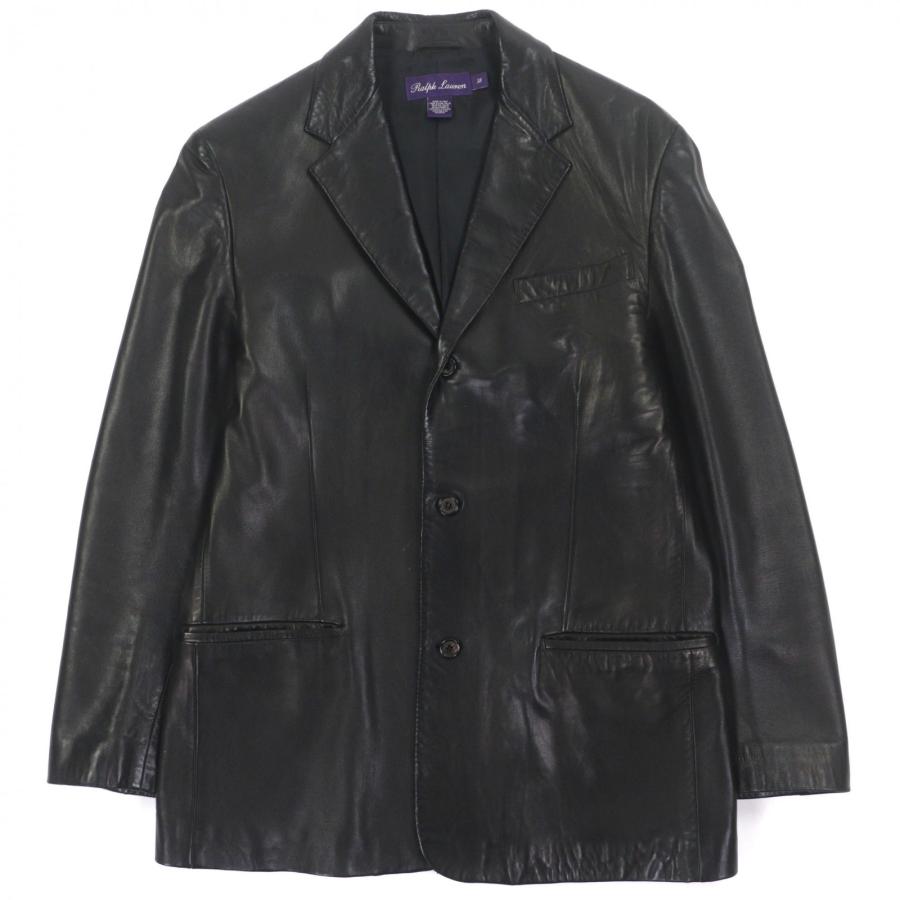極美品▼RALPH LAURENPURPLE LABEL ラルフローレンパープルレーベル カーフスキン シングルジャケット テーラードジャケット ブラック 38 イタリア製 正規品 メンズ 極美品▽RALPH LAURENPURPLE LABEL ラルフローレンパープルレーベル