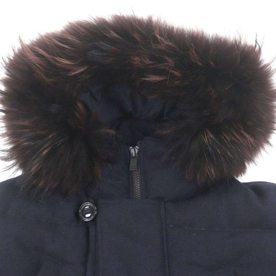 美品▼TATRAS タトラス MTA4SH4193 ウール カシミヤ ロゴワッペン・ファー付き フーデッド ダブルジップアップ ダウンジャケット ネイビー 2 正規品 メンズ 美品▽TATRAS タトラス MTA4SH4193 ウール カシミヤ ロゴワッペン