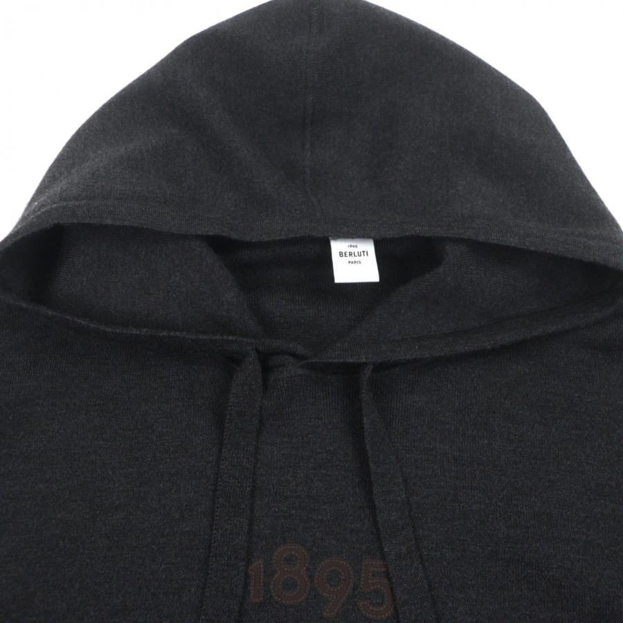 極美品▼BERLUTI ベルルッティ R23KHL108YWBS ウール100% ロゴワッペン付き プルオーバー ニット パーカー グレー L イタリア製 正規品 メンズ 極美品▽BERLUTI ベルルッティ R23KHL108YWBS ウール100% ロゴワッペン
