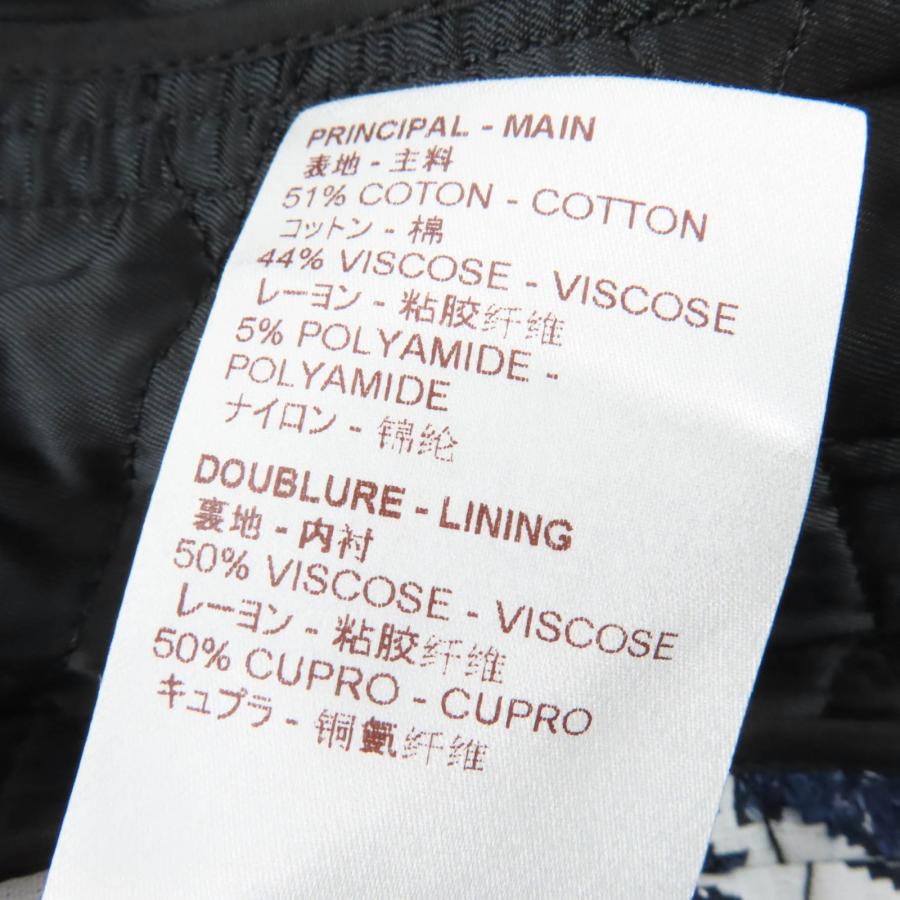 極美品☆LOUIS VUITTON ルイヴィトン レザーパイピング モノグラムフリンジ ノーカラーコート ホワイト インディゴ 34 イタリア製 正規品_8