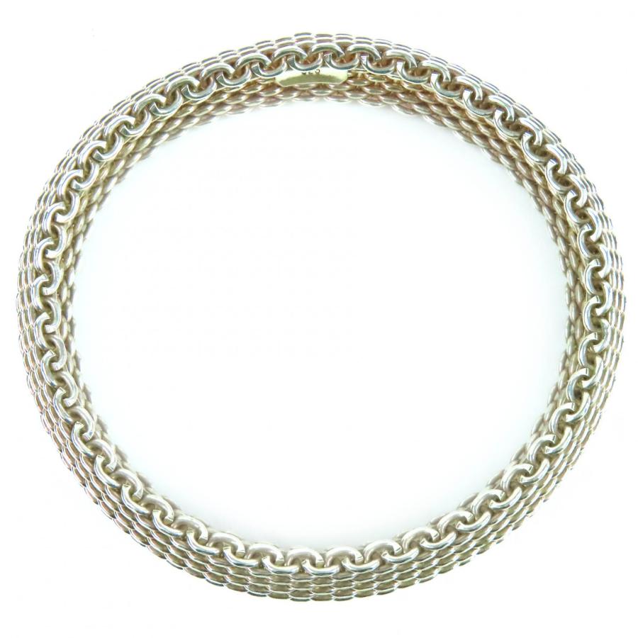 ティファニー 美品 サマセット メッシュ ワイド バングル SY4fe TIFFANY&Co.（ティファニー） 極美品△TIFFANY&Co. サマセット