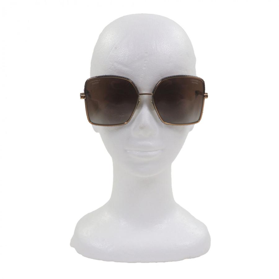 極美品▼CHANEL シャネル 4288-Q デニム ココマーク デニム切替 サングラス ゴールド ブルー 57□17 140 デモレンズ 箱付き レディース_2