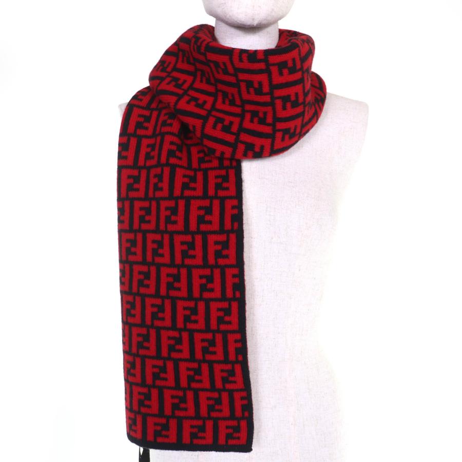 最終値下げ　美品　FENDI ウール100% ズッカ柄マフラー FENDI（フェンディ） 未使用品△FENDI FXS346 ウール100％ FFロゴ