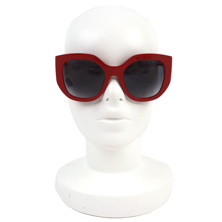 極美品△CHANEL シャネル 5550-A ココマーク バタフライ シェイプ サングラス レッド 55□20 140 デモレンズ 箱・ケース付き イタリア製の画像