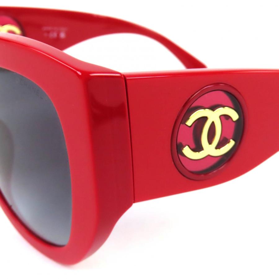極美品△CHANEL シャネル 5550-A ココマーク バタフライ シェイプ サングラス レッド 55□20 140 デモレンズ 箱・ケース付き イタリア製の画像