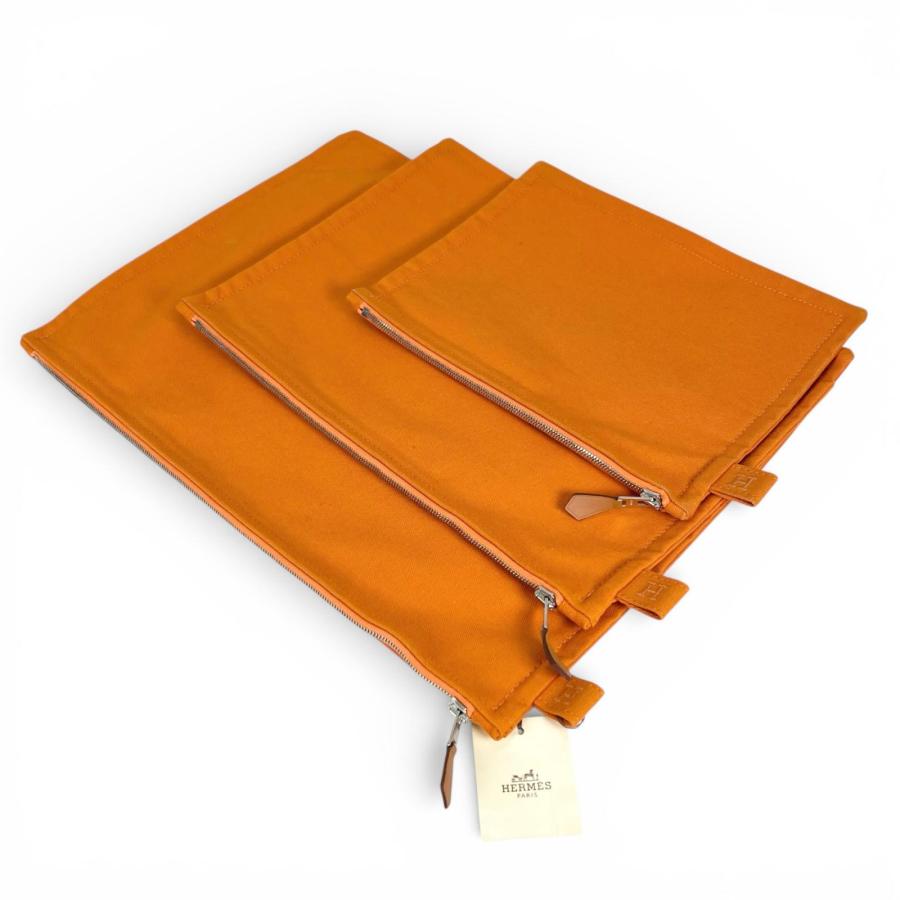 【4/25迄発送可能・5/5から発送】HERMES ボラボラポーチ３点セット HERMES（エルメス） 極美品△HERMES ボラボラ コットン100% Hロゴ 3点