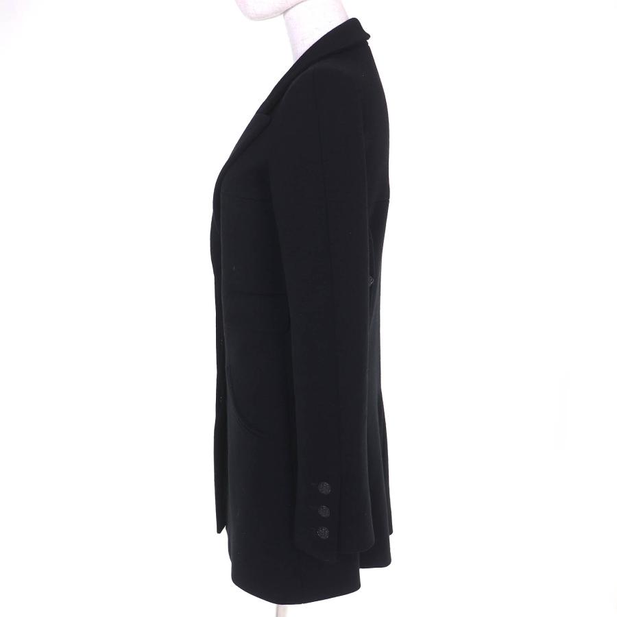 美品△CHANEL シャネル 07A P31269V21533 ココマークボタン ウール100％ コート ブラック 38 ハンガー付き フランス製 レディースの画像