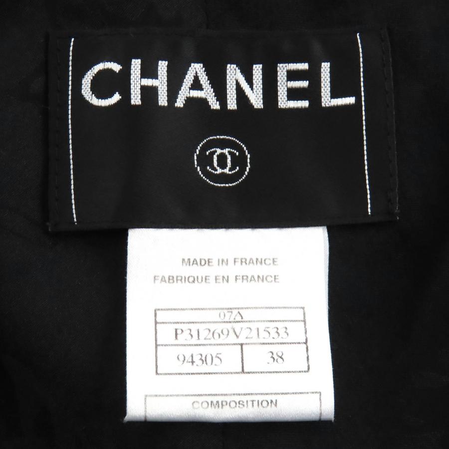 美品△CHANEL シャネル 07A P31269V21533 ココマークボタン ウール100％ コート ブラック 38 ハンガー付き フランス製 レディースの画像