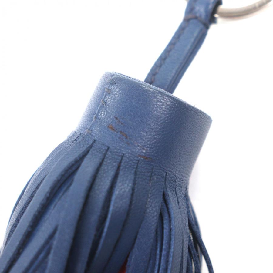 【ドンドン見直し】良品▼HERMES エルメス カルメン レザー フリンジ キーホルダー バッグチャーム ネイビー オレンジ 箱付き フランス製 メンズ HERMES（エルメス） 【ドンドン見直し】良品▽HERMES カルメン レザー
