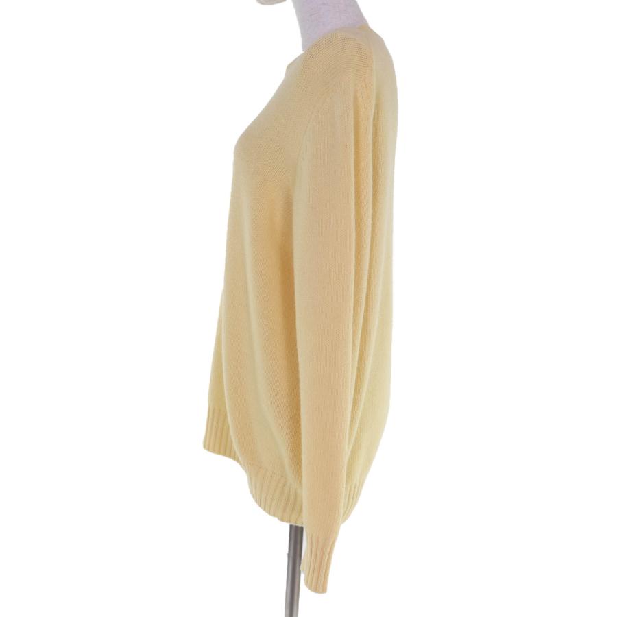 極美品☆PRADA プラダ P24A3Z バージンウール カシミヤ トライアングルロゴ 長袖 ニット イエロー 40 イタリア製 正規品 レディースの画像