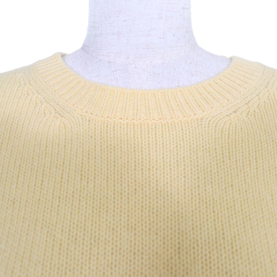極美品☆PRADA プラダ P24A3Z バージンウール カシミヤ トライアングルロゴ 長袖 ニット イエロー 40 イタリア製 正規品 レディースの画像
