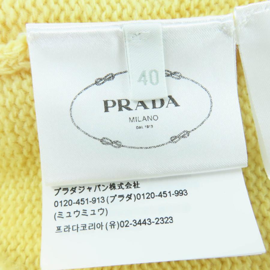 極美品☆PRADA プラダ P24A3Z バージンウール カシミヤ トライアングルロゴ 長袖 ニット イエロー 40 イタリア製 正規品 レディースの画像