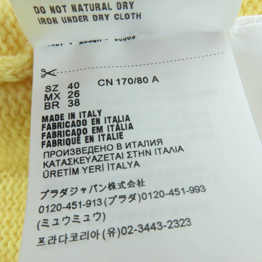極美品☆PRADA プラダ P24A3Z バージンウール カシミヤ トライアングルロゴ 長袖 ニット イエロー 40 イタリア製 正規品 レディースの画像