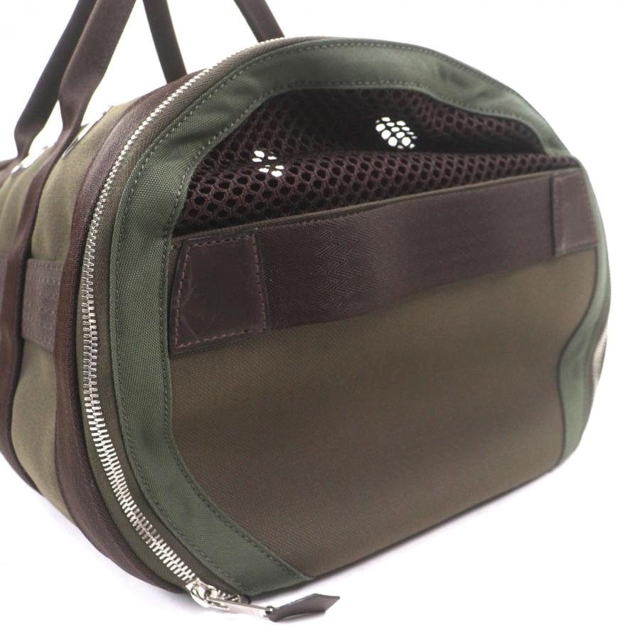 極美品▼HERMES エルメス トワルミリタリー レザー シルバー金具 2WAY 犬用キャリー ペットキャリー ボストン カーキ ブラウン Z刻印_6