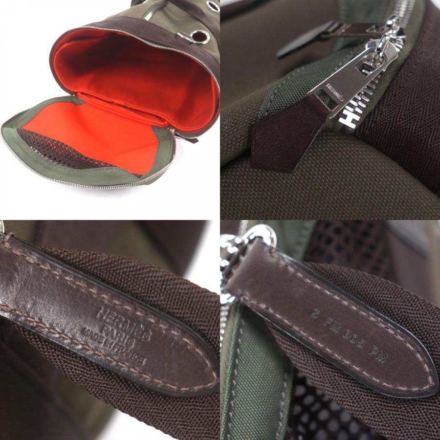 極美品▼HERMES エルメス トワルミリタリー レザー シルバー金具 2WAY 犬用キャリー ペットキャリー ボストン カーキ ブラウン Z刻印_8