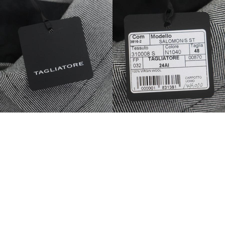 未使用品▼TAGLIATORE タリアトーレ SALOMON バージンウール100% ヘリンボーン柄 ベルト付き 比翼仕立て ロング ステンカラーコート グレー 48 イタリア製 メンズ 未使用品▽TAGLIATORE タリアトーレ SALOMON バージンウール100