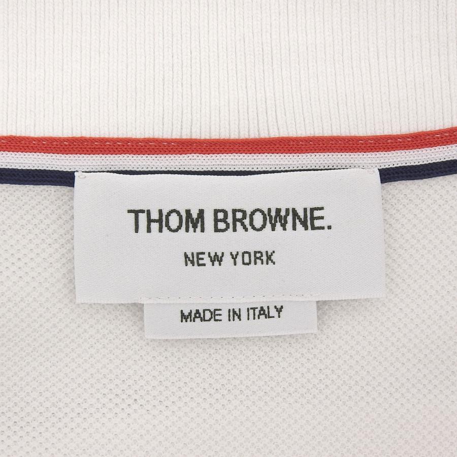 美品▲THOM BROWNE トムブラウン FJD097A コットン100％ 裾トリコロール テニス フレアワンピース 白 38 イタリア製 正規品 レディースの画像