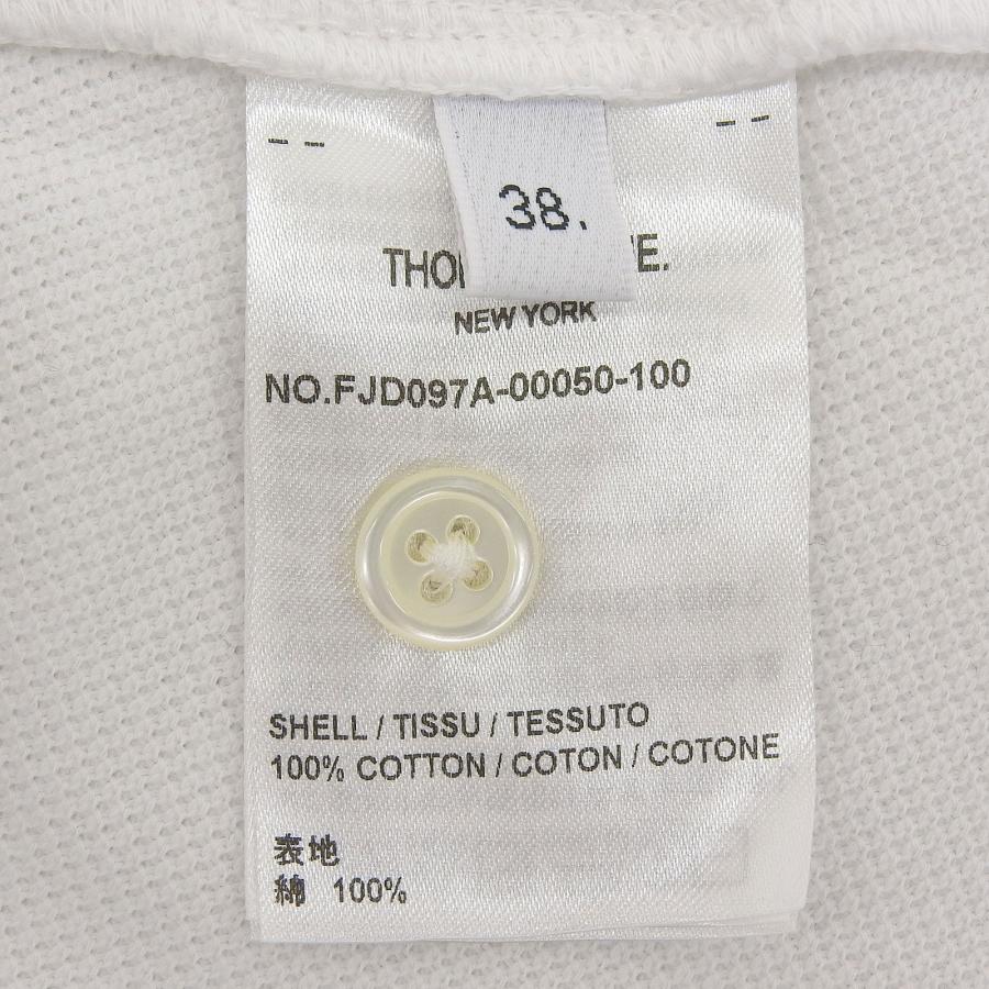 美品▲THOM BROWNE トムブラウン FJD097A コットン100％ 裾トリコロール テニス フレアワンピース 白 38 イタリア製 正規品 レディースの画像