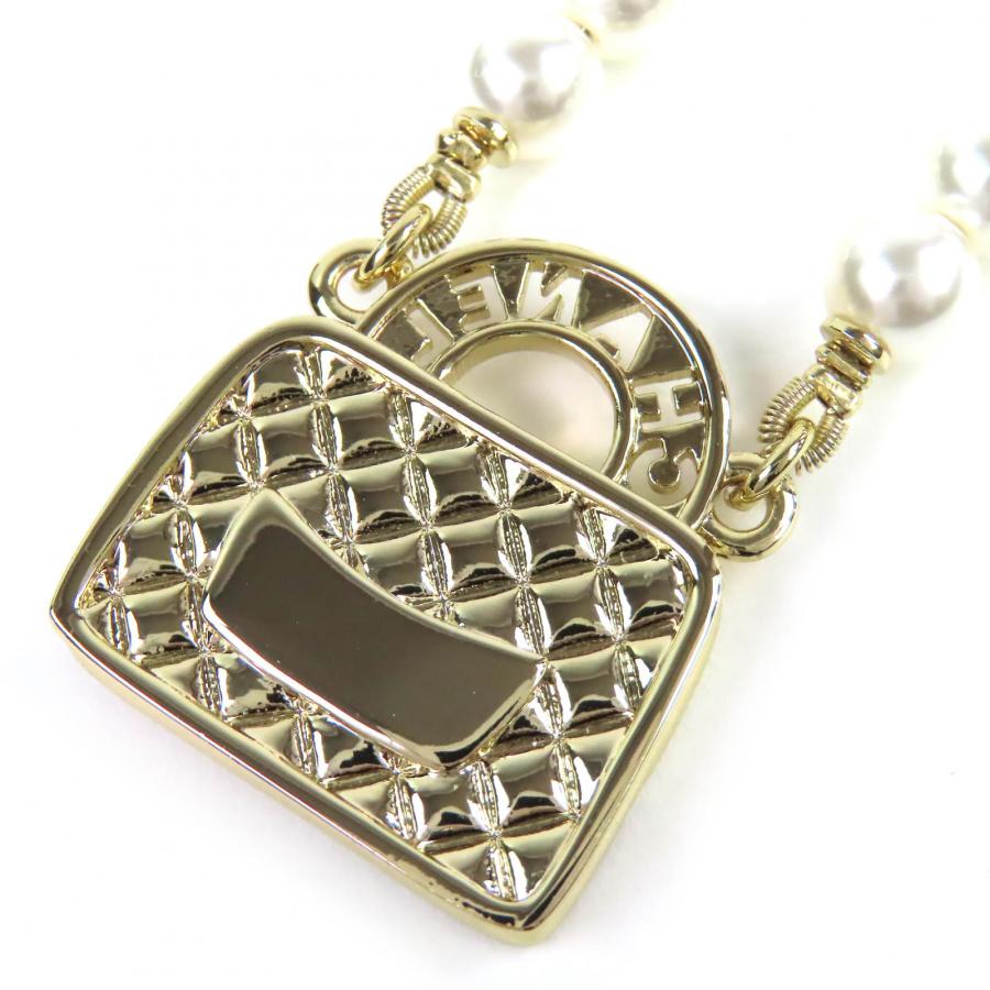 極美品△CHANEL シャネル 2024年製 B24S ABD331 B16656 ココマーク ラインストーン マトラッセバッグモチーフ フェイクパール ネックレス