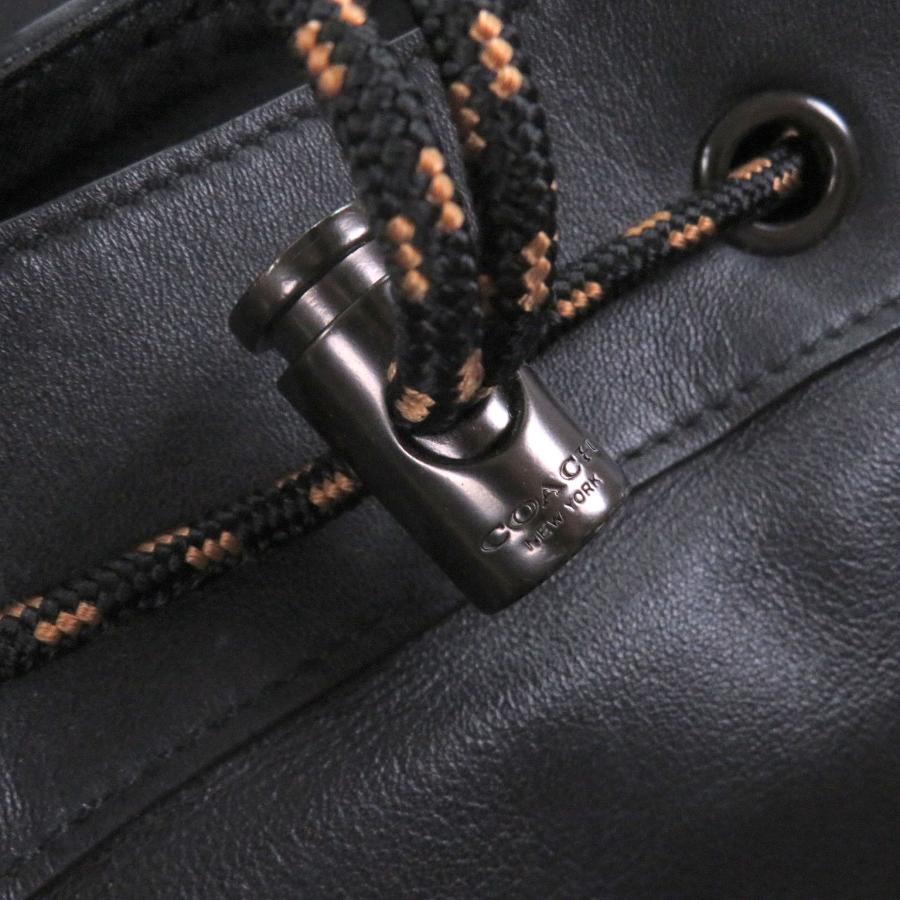極美品□COACH コーチ C6614 リーグ フラップ バックパック ウィズ キルティング レザー リュックサック デイパック ブラック メンズ_7
