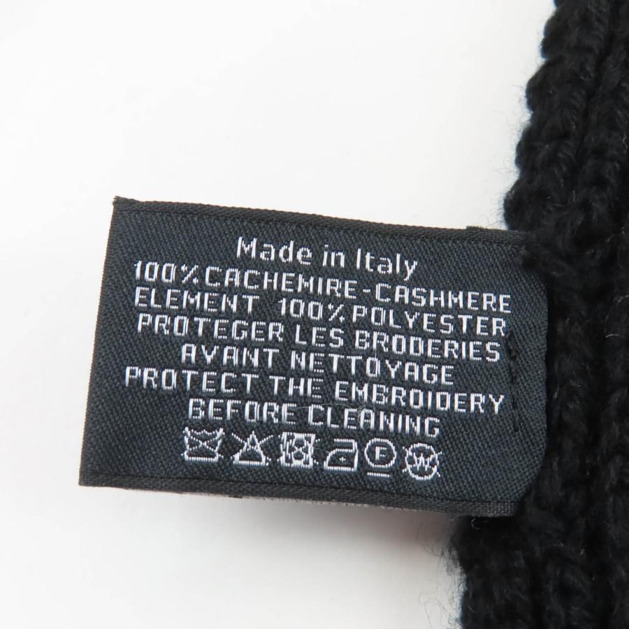 美品★CHANEL シャネル 2022年製 22A カシミヤ100％ 筆記ロゴ刺繍 スパンコール ニット マフラー ストール ブラック 伊製 レディースの画像