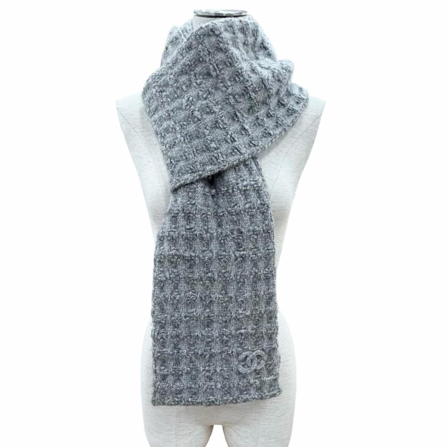 出張…様 極美品 CHANEL シャネル ココマーク マフラー シルク カシミヤ CHANEL（シャネル） 美品◇CHANEL 17B カシミヤ シルク ココマーク装飾