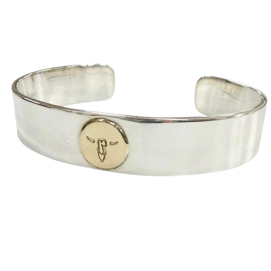 カ*ン様 タディアンドキング/tady&king 平打シルバーバングル　ロングホ 美品▽TADY&KING タディアンドキング 925 K18 平打ちバングル ロング