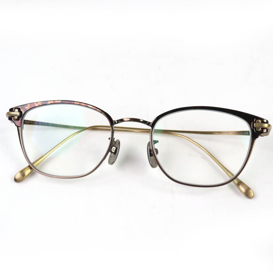 極美品△TAYLOR WITH RESPECT テイラーウィズリスペクト mimic ミミック べっ甲柄 サーモントブロー メガネ 眼鏡 アイウェア 現行品 ブラウン アンティークゴールド 49□19-144 度入り ケース付き レディース 極美品△TAYLOR WITH RESPECT テイラーウィズリスペクト mimic べっ甲