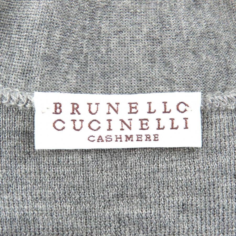 美品△Brunello Cucinelli ブルネロクチネリ カシミヤ シルク モニーレ装飾 Vネック 長袖 ロング ニット カーディガン グレー L イタリア製 正規品 レディース オススメ◎ 美品△Brunello Cucinelli ブルネロクチネリ カシミヤ シルク モニーレ