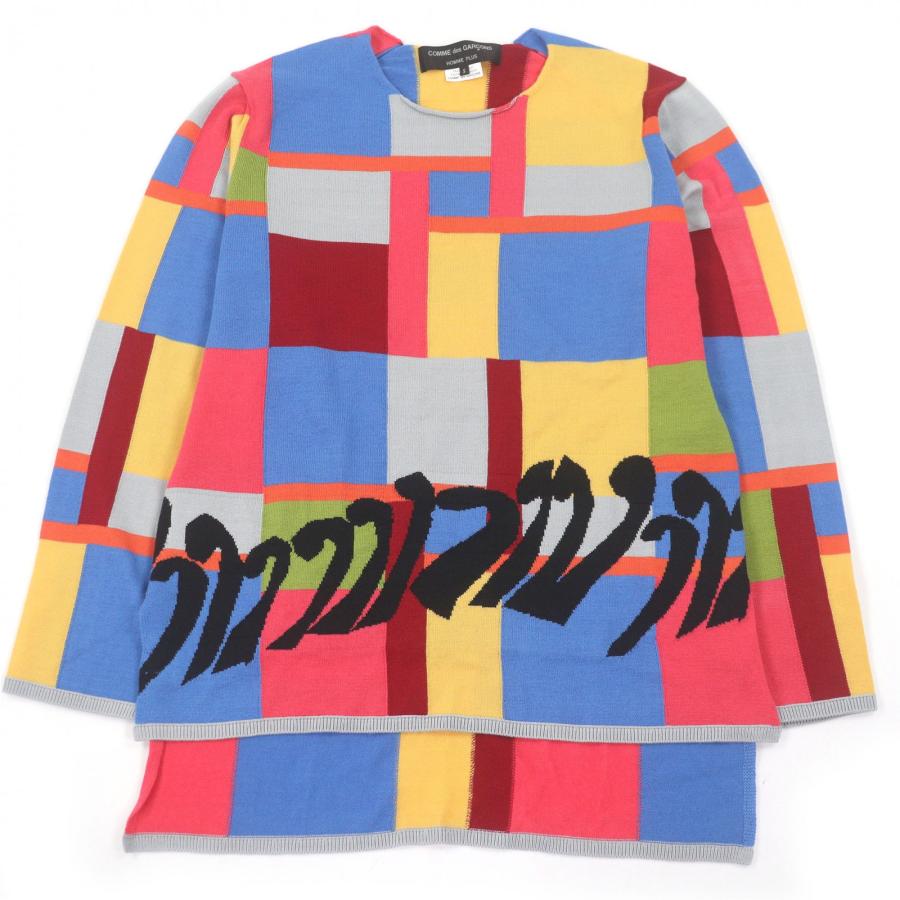 極美品□COMME des GARCONS HOMME PLUS コムデギャルソンオムプリュス PK-N005 AD2022 カラーブロック 薄手 ロングスリーブニット セーター マルチカラー S 日本製 正規品 メンズ COMME des GARCONS HOMME PLUS 極美品□コムデギャルソンオムプリュス