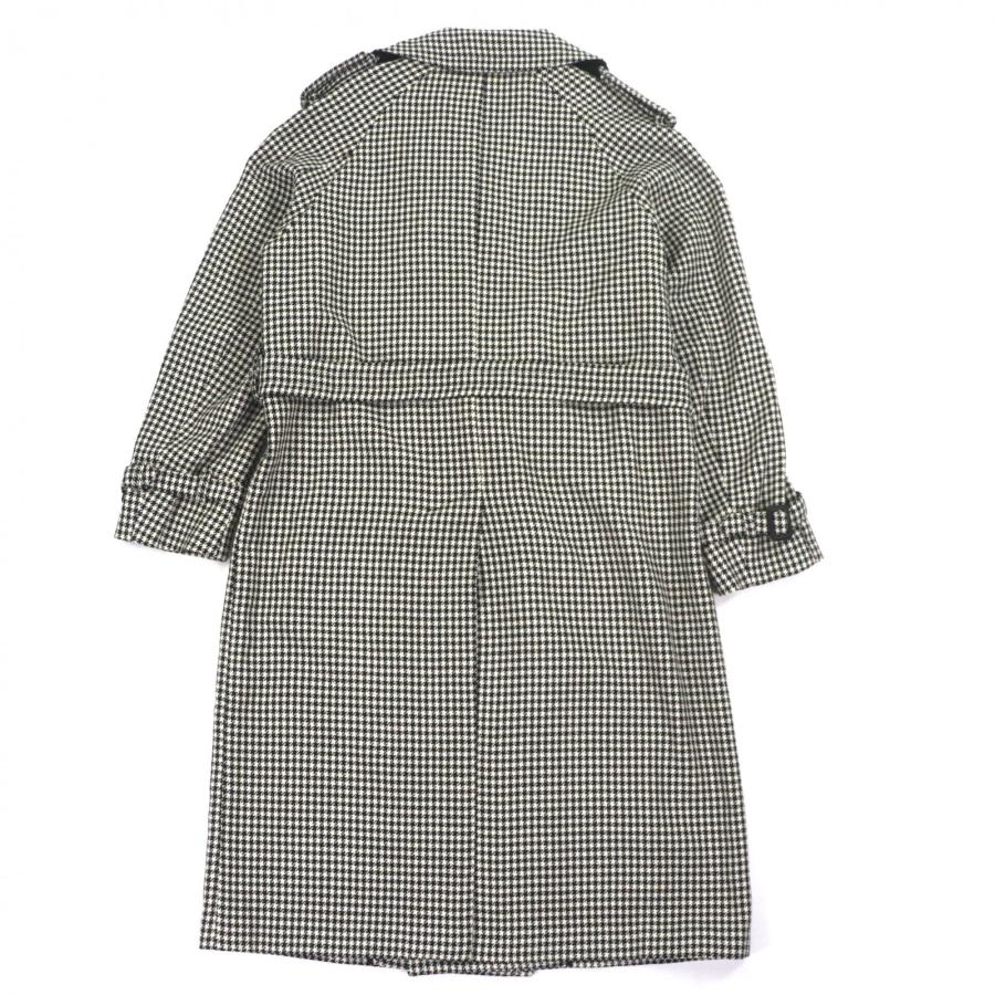 未使用品▼TAGLIATORE タリアトーレ ウール100% 千鳥格子柄 レザー使い ベルト付き ロング トレンチコート ブラック 48 伊製 メンズ_3