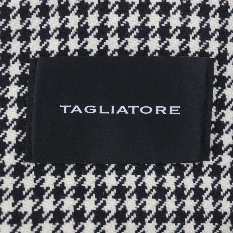 未使用品▼TAGLIATORE タリアトーレ ウール100% 千鳥格子柄 レザー使い ベルト付き ロング トレンチコート ブラック 48 伊製 メンズ_7