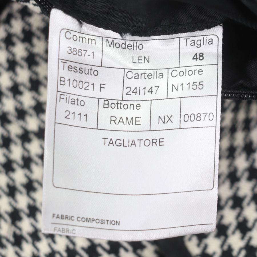 未使用品▼TAGLIATORE タリアトーレ ウール100% 千鳥格子柄 レザー使い ベルト付き ロング トレンチコート ブラック 48 伊製 メンズ_8