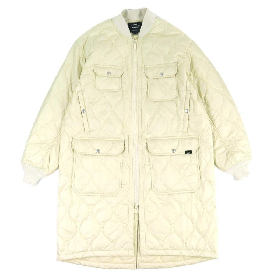 極美品△WOOLRICH ウールリッチ WJOU0103 ダイアモンドインサレーションコート ロゴ刺繍 ロング キルティングコート アイボリー XL 正規品 メンズ WOOLRICH（ウールリッチ） 極美品△WOOLRICH WJOU0103 ダイアモンド