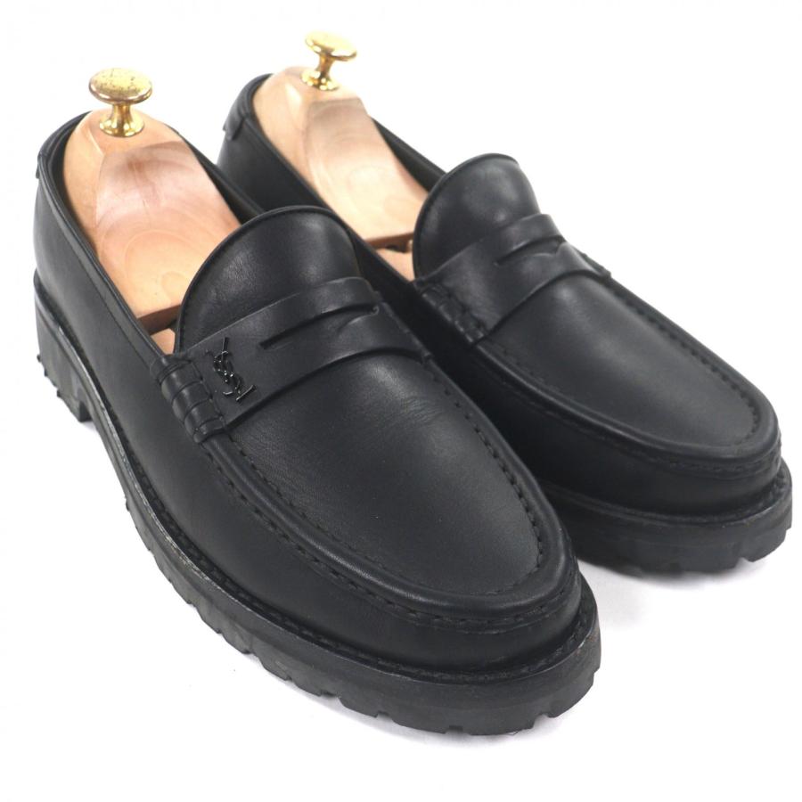 美品▽SAINT LAURENT PARIS サンローランパリ 689605 YSLロゴ レザー