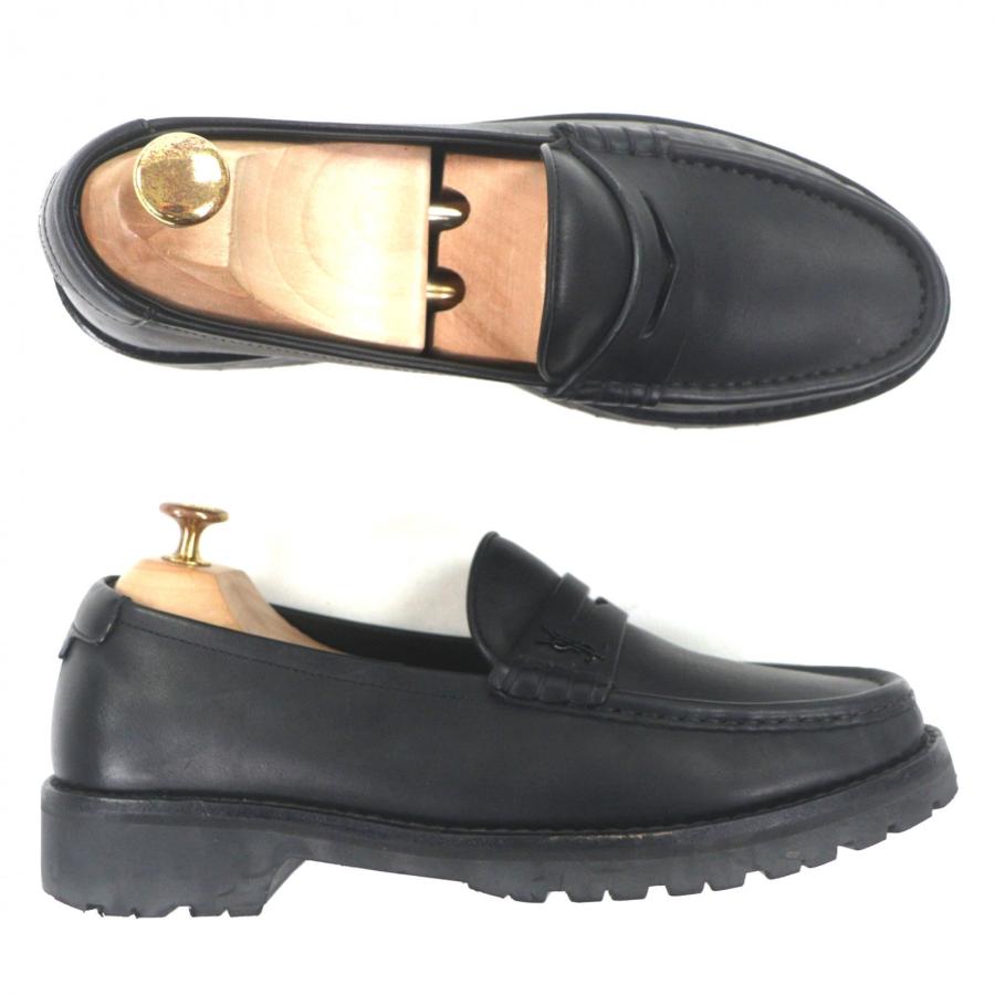 美品▽SAINT LAURENT PARIS サンローランパリ 689605 YSLロゴ レザー