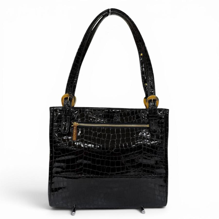 極美品☆GIVENCHY ジバンシィ ロゴ金具 クロコ型押し レザー