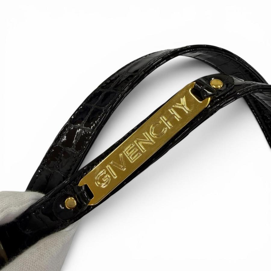 極美品☆GIVENCHY ジバンシィ ロゴ金具 クロコ型押し レザー