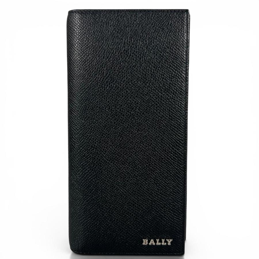 極美品▲BALLY バリー LALIRO ロゴ金具付き レザー ロングウォレット 2つ折り 長財布 ブラック シルバー金具 メンズ 箱・保存袋付き Bally（バリー） 極美品△BALLY LALIRO ロゴ金具付き レザー ロング