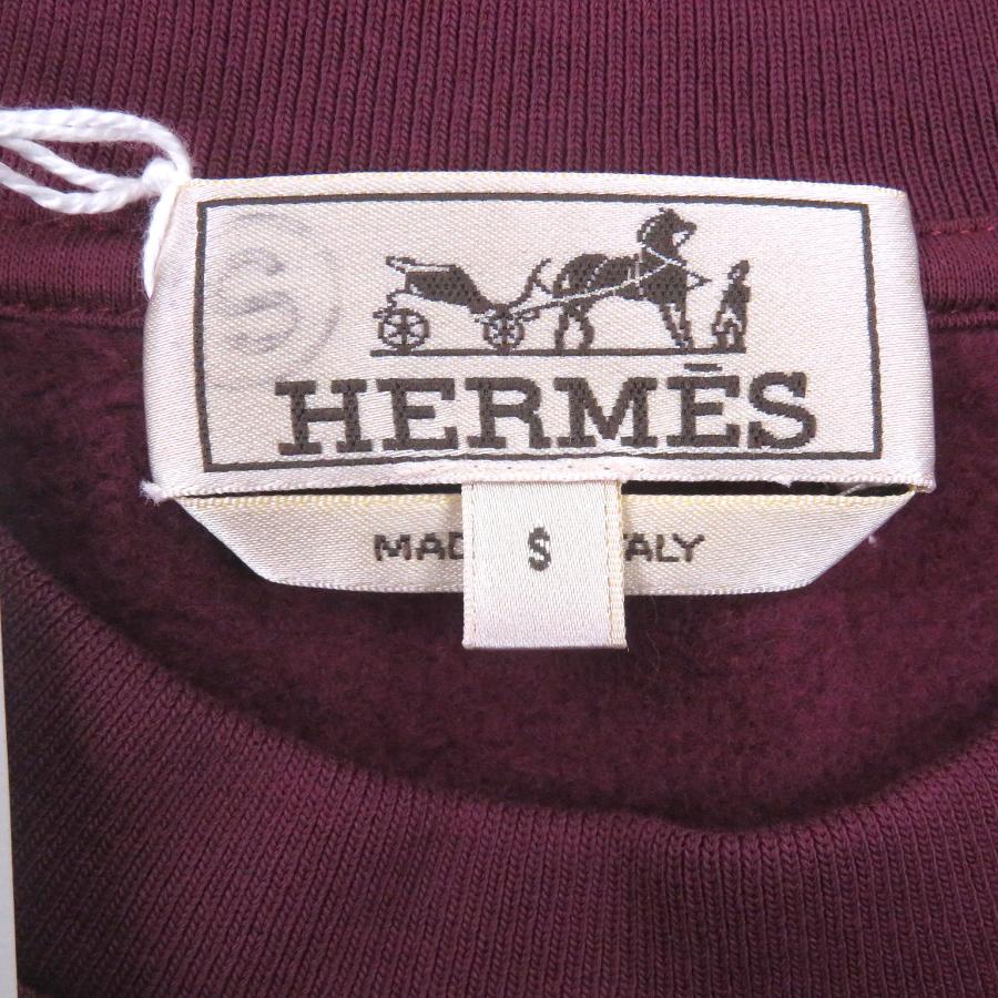 美品 エルメス サイドライン入り 最高級 スウェットシャツ 濃厚×黒 S 正規品 HERMES（エルメス） 未使用品□HERMES ランH サイドライン コットン100