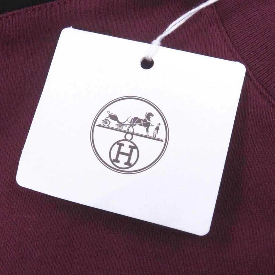 美品 エルメス サイドライン入り 最高級 スウェットシャツ 濃厚×黒 S 正規品 HERMES（エルメス） 未使用品□HERMES ランH サイドライン コットン100